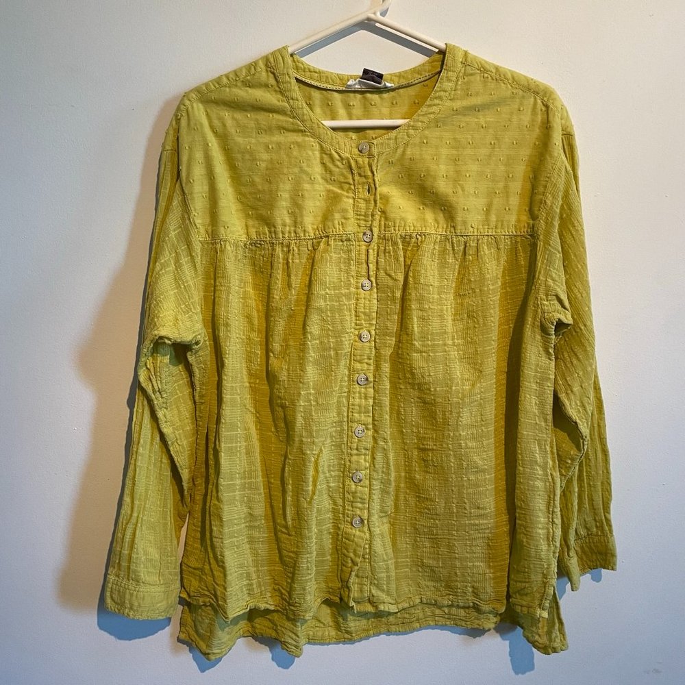 Pilcro The Mila Draped Buttondown in yellow - oversized